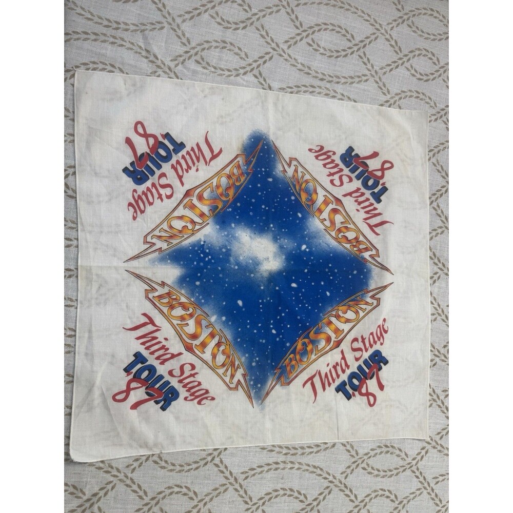 Vintage Boston Third Stage Tour '87 Bandana Concert Memorabilia Rock STAINED